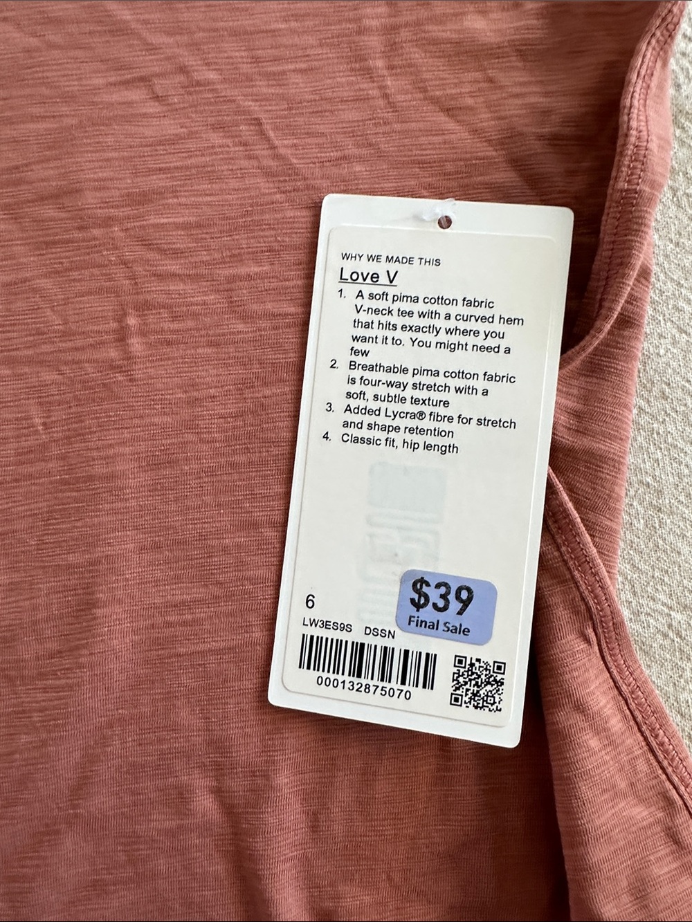 lululemon athletica Women's V-Neck Short Sleeve Tee — Rosewood - Picture 2 of 2